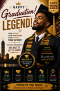 Happy Graduation Legend Card – Black Man with Kente Stole