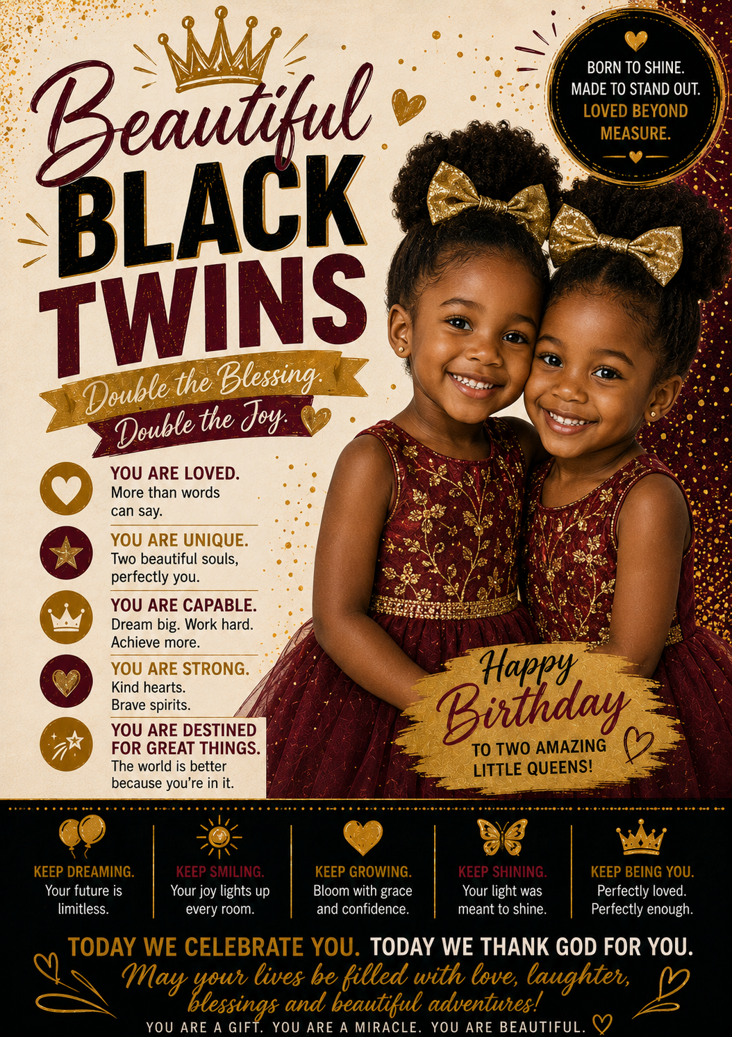 Beautiful Black Twins Happy Birthday Card