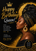 Happy Birthday Black Queen Card