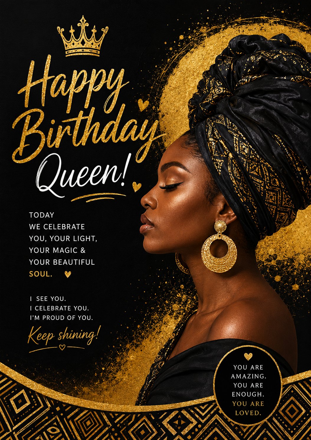 Happy Birthday Black Queen Card